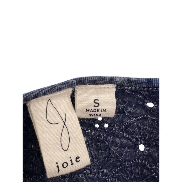 Joie Blue Lace Trim Cotton Top Small Long Sleeve Boho Peasant Tunic EUC - Picture 7 of 12